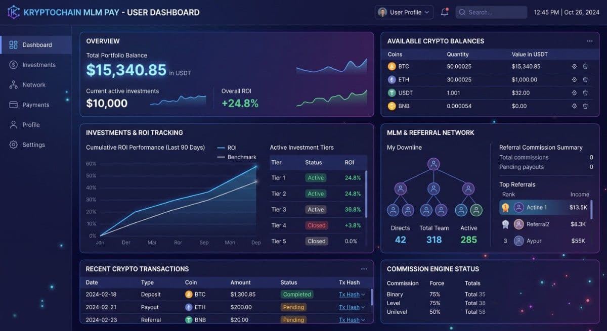 Crypto Payments Platform platform interface